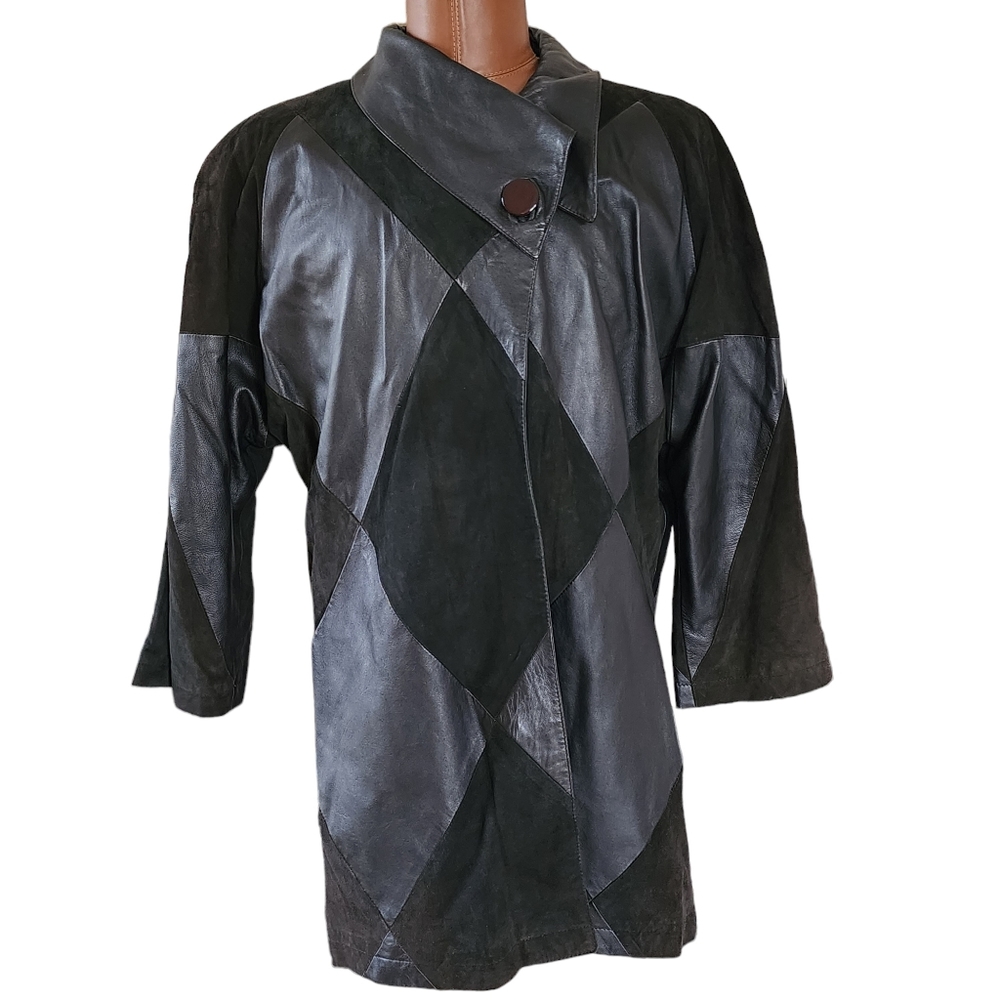 Lily of Florence Velvet and Leather Black Coat